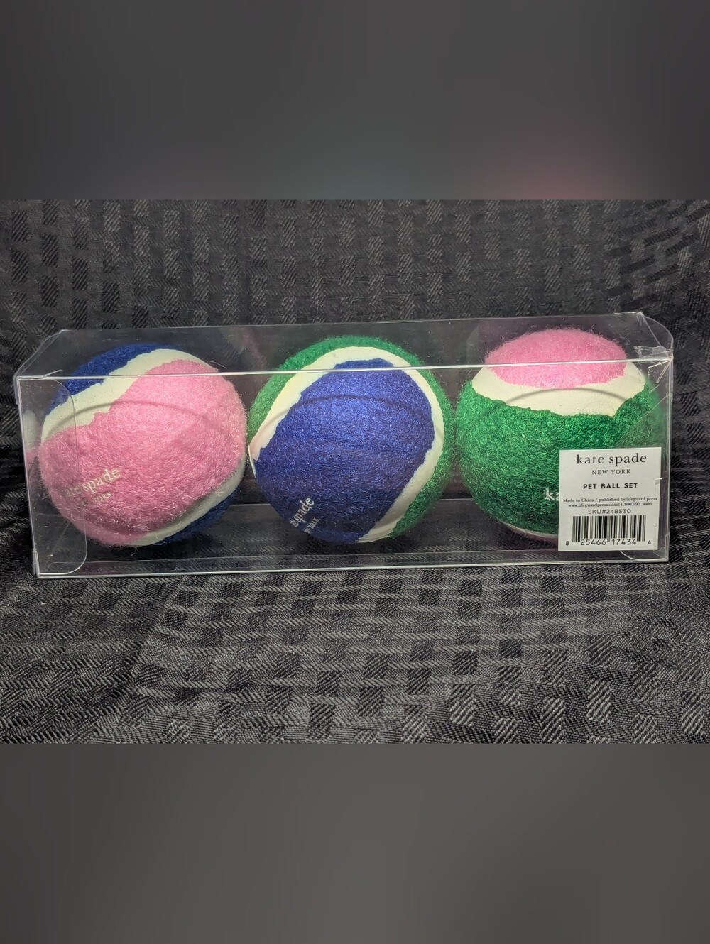 Pink, Green & Blue Kate Spade Tennis Ball Set.